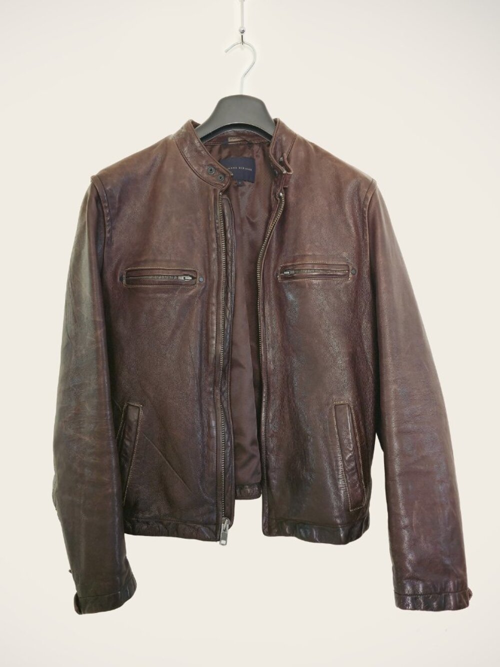 Banana Republic Brown Leather Café Racer Moto Jacket M